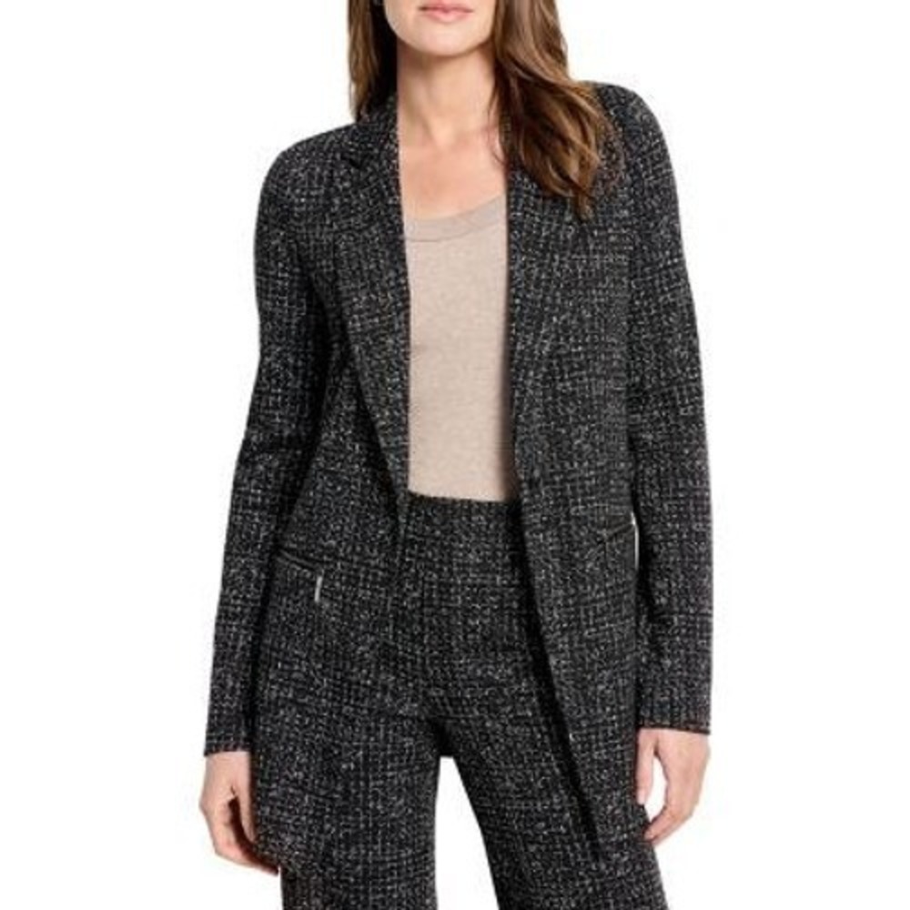 NIC+ZOE Dotty Grid Zip Jacket Womens XS Black Knit Career Polished Preppy NWT